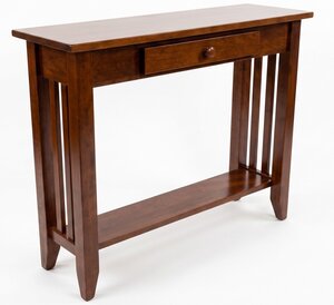 Outlet: Cherry Wood Mission Sofa Table with Drawer In-Stock