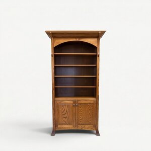 Outlet: Oak Wood Mission Bookcase with Doors - In-Stock