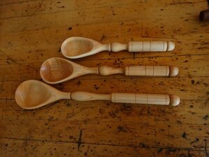 American Made Wooden Fancy Turned Spoon Set of Three In-Stock