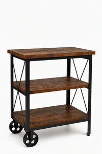 Reclaimed Wood Bar Cart with Wheels In-Stock