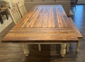 Handcrafted Reclaimed Barnwood Farmhouse Dining Set In-Stock and Ready to Ship