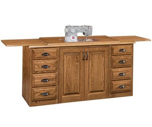 Heritage Storage Sewing Cabinet with Machine Lift and 8 Drawers