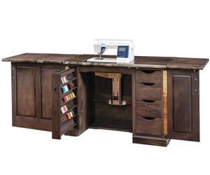 Manufactured Live Edge Hideaway Sewing Cabinet