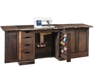 Manufactured Live Edge Hideaway Sewing Cabinet