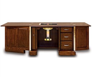 84" Fold-Out Sewing Console with Pull-Out Spool Drawer