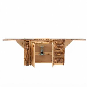 Handcrafted Log Sewing Cabinet with 4 Drawers