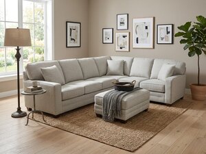 Outlet: Sectional Sofa with Ottoman and Performance Fabric In-Stock