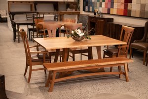 72" Contemporary Live Edge Solid Top Dining Set In-Stock and Ready to Ship