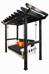 Aluminum Pergola with Poly Swing Bed In-Stock