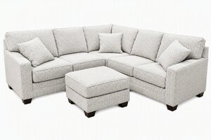 Outlet: L-Shaped Sectional Sofa and Ottoman with Performance Fabric In-Stock