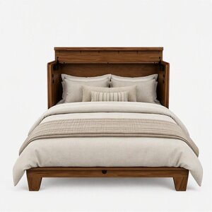Sora Modern Fold Out Cabinet Bed with Mattress and Optional Bookcases