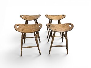 Outlet: Solid Wood Backless Saddle Stool - Counter  Height In-Stock (Set of 4)