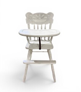 Outlet: Handcrafted Oak High Chair with Slide Out Tray and Painted Finish In-Stock