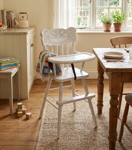 Outlet: Handcrafted Oak High Chair with Slide Out Tray and Painted Finish In-Stock