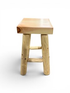Outlet: Rustic Pine Log Backless Counter Stool with Square Seat In-Stock