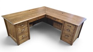 Outlet: Oak L-Shaped Desk In-Stock