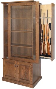 Contemporary Bookcase with Hidden Gun Storage and Sliding Door