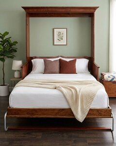 Solid Wood Traditional Vertical Murphy Bed with Desk