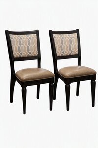 Upholstered Cherry Wood Dining Chairs Set of 2 In-Stock