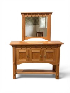Outlet: Cherry Solid Wood Dining Sideboard With Mirror In-Stock
