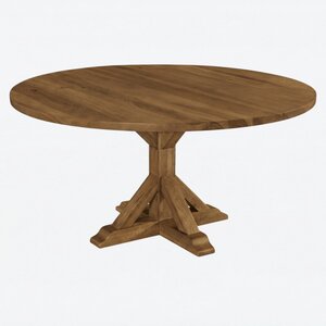Craftsman Solid Wood Rough Sawn Top Pedestal Dining Table