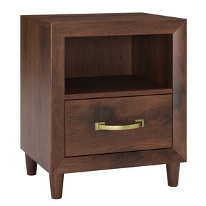 Elli Modern Beveled Edge Open Nightstand with Single Drawer