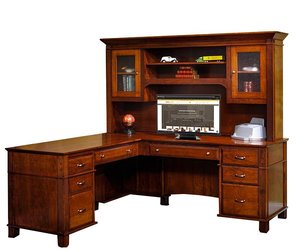 Artisan Reserve Executive L Desk with Hutch Top