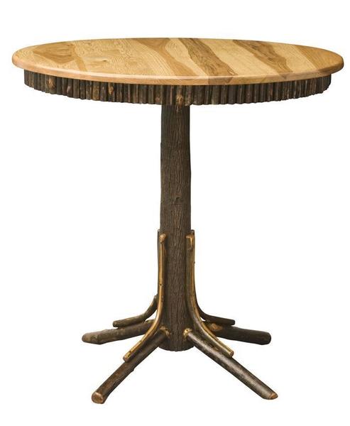 Round Pub Table with Hickory Twigs from DutchCrafters Amish Furniture