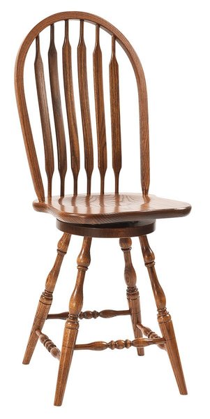 Amish Lee Bent Paddle Windsor Swivel Counter and Bar Stool