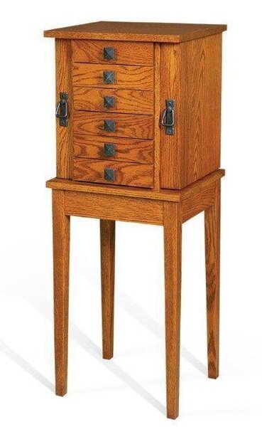 Handcrafted Mission Style Solid Wood Jewelry Chest with Stand