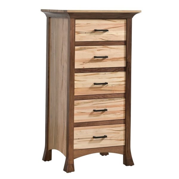Amish 49 Tall Lionel Lingerie Chest shown in Rustic Walnut | Wormy Maple with a natural finish