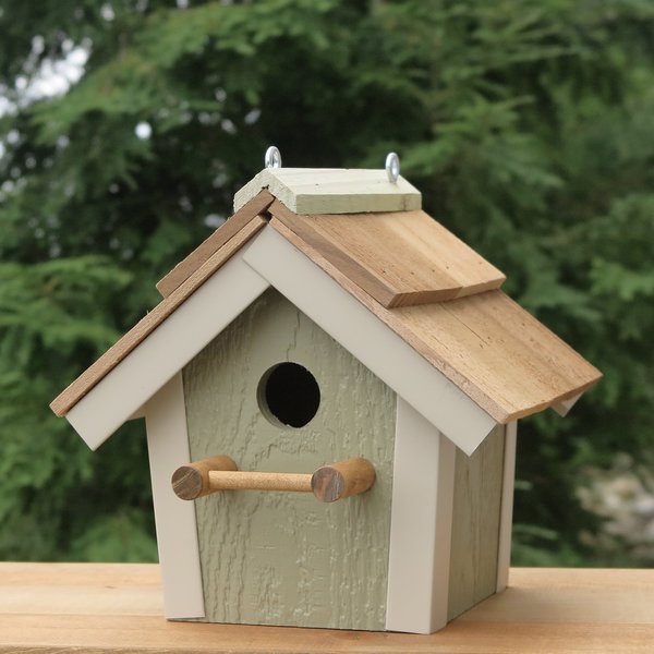 Amish Handcrafted Wood Painted Garden Bird House with Cedar Roof