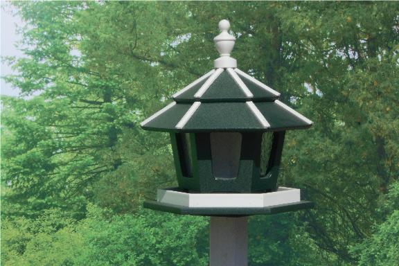 Amish Handcrafted Wood Three-Station Gazebo Bird Feeder