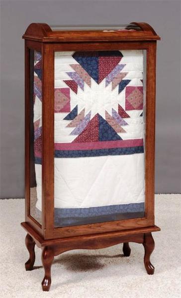 Amish Large Queen Anne Quilt Rack Display Case with Glass