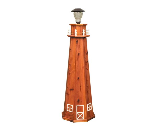 Cedar Wood 4' Lighthouse with Solar Light