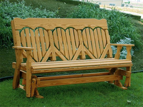 Leisure Lawns Wood High Back Heart Glider From Dutchcrafters Amish Wood High Back Heart Glider, Garden Glider Bench