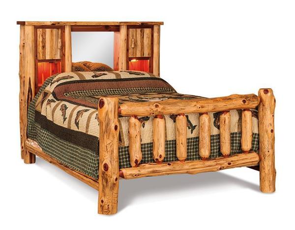 Red Cedar Log Captains Bed From Dutchcrafters Amish Furniture Amish Red Cedar Log Bookcase Bed With Optional Lights Mirror