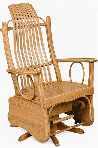 Felda Flat Arm Rustic Swivel Glider Chair for Living Room