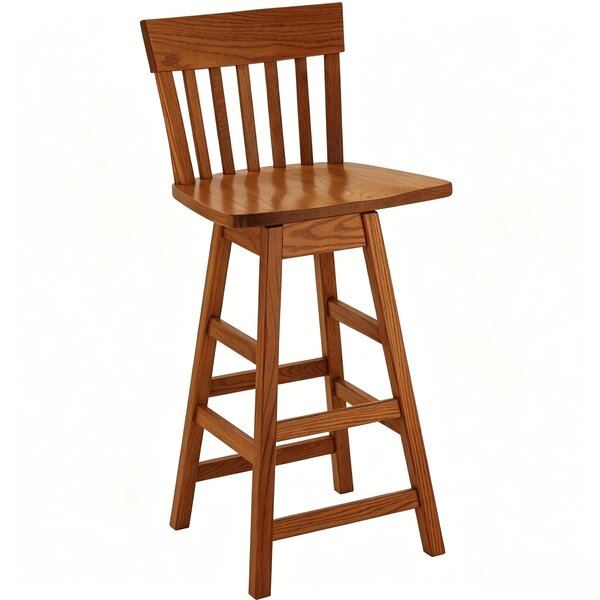 Handcrafted Solid Wood Low Back Swivel Counter and Bar Stool