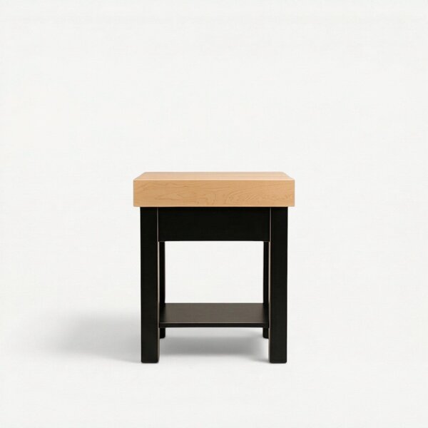 Small Square Edge Grain Standing Butcher Block Kitchen Island