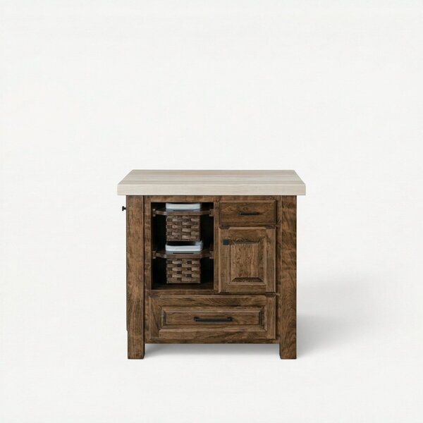 Handcrafted Kitchen Island with Pull Out Basket Storage