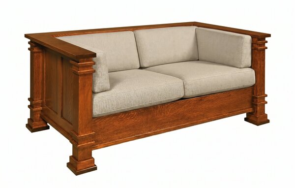 Crafts Mission Loveseat Sofa with Solid Wood Wrap Around Arms
