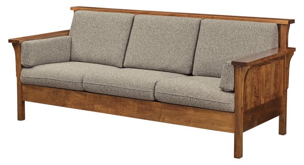 Amish Loomis Mission Wood Frame 84" Upholstered Sofa