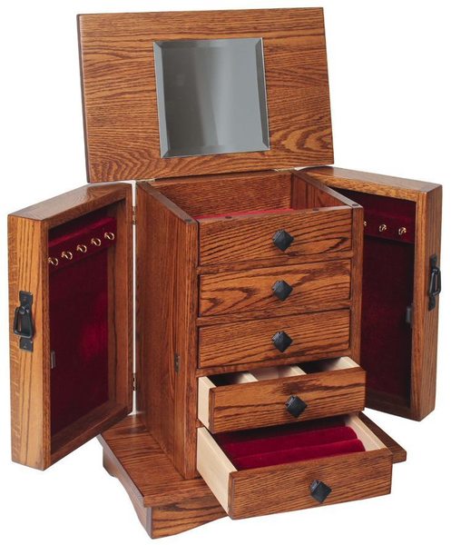 Amish Hardwood 5-Drawer Mission Jewelry Chest