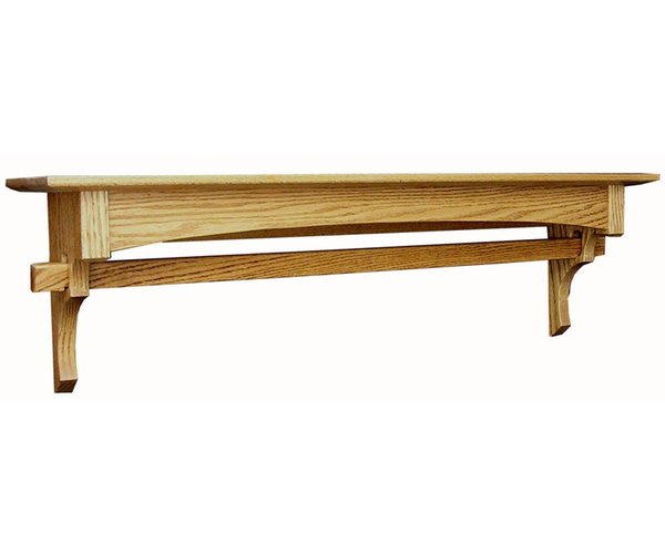 Amish Handcrafted Hardwood Quilt Holder with Shelf shown in Oak with Medium Walnut Stain