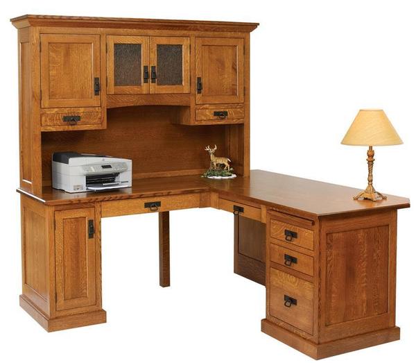 Amish River Valley Corner L-Desk with Optional Hutch Top
