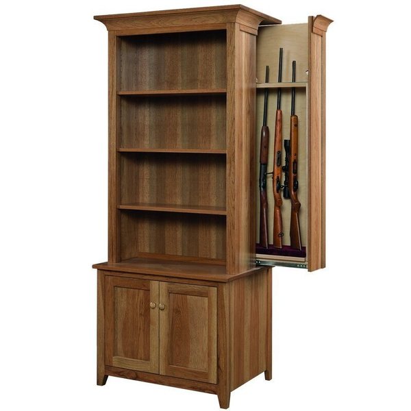 Bookcase with Open Shelving and Hidden Gun Cabinet
