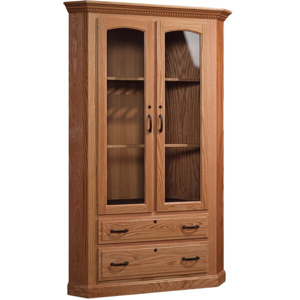 Solid Wood Corner 17-Gun Cabinet with Glass Doors