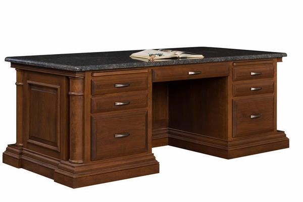 Amish Stonespire Solid Hardwood 82" Executive Desk