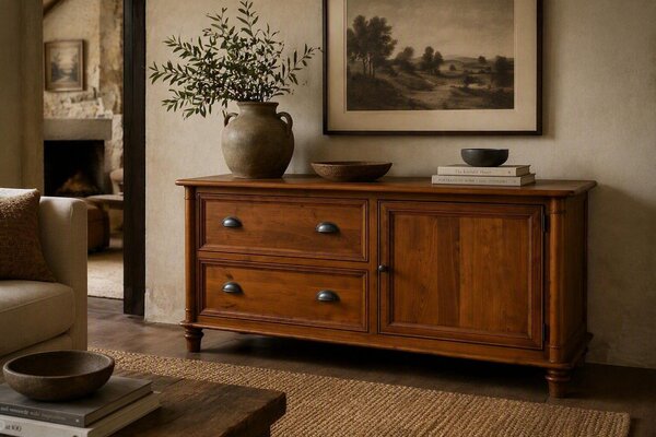 Savile Solid Wood Credenza with File Cabinet